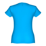 Women's fitted cotton T-shirt, 150 g/m2, THC Sofia cyan blue colour