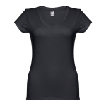 Women's fitted V-neck T-shirt, 150 g/m2, THC Athens black colour