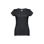 Women's fitted V-neck T-shirt, 150 g/m2, THC Athens black colour first view