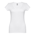 Women's fitted V-neck T-shirt, 150 g/m2, THC Athens white colour