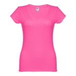 Women's fitted V-neck T-shirt, 150 g/m2, THC Athens fuchsia colour