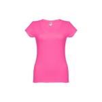 Women's fitted V-neck T-shirt, 150 g/m2, THC Athens fuchsia colour first view