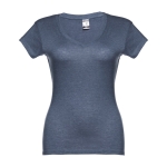 Women's fitted V-neck T-shirt, 150 g/m2, THC Athens marbled blue colour