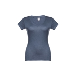 Women's fitted V-neck T-shirt, 150 g/m2, THC Athens marbled blue colour first view