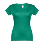 Women's fitted V-neck T-shirt, 150 g/m2, THC Athens marbled green colour