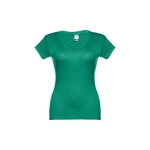 Women's fitted V-neck T-shirt, 150 g/m2, THC Athens marbled green colour first view