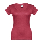 Women's fitted V-neck T-shirt, 150 g/m2, THC Athens marbled red colour