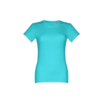 Women's fitted cotton T-shirt, 190 g/m2, THC Ankara turquoise colour first view