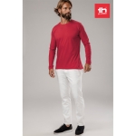 Unisex long-sleeved cotton shirt, 150 g/m2 red colour