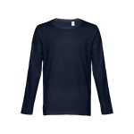 Unisex long-sleeved cotton shirt, 150 g/m2 navy-blue colour first view