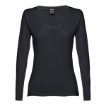 Women's long-sleeved cotton shirt, 150 g/m2 black colour