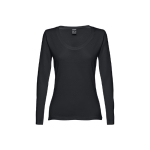 Women's long-sleeved cotton shirt, 150 g/m2 black colour first view