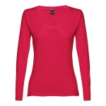 Women's long-sleeved cotton shirt, 150 g/m2 red colour