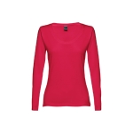 Women's long-sleeved cotton shirt, 150 g/m2 red colour first view