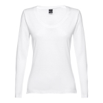 Women's long-sleeved cotton shirt, 150 g/m2 white colour