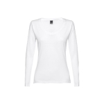 Women's long-sleeved cotton shirt, 150 g/m2 white colour first view