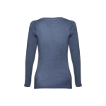 Women's long-sleeved cotton shirt, 150 g/m2 marbled blue colour second view