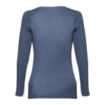 Women's long-sleeved cotton shirt, 150 g/m2 marbled blue colour