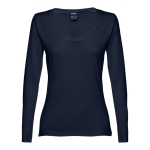 Women's long-sleeved cotton shirt, 150 g/m2 navy-blue colour