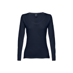 Women's long-sleeved cotton shirt, 150 g/m2 navy-blue colour first view