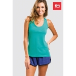 Women's sleeveless cotton shirt, 160 g/m2, THC Tirana turquoise colour