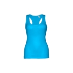 Women's sleeveless cotton shirt, 160 g/m2, THC Tirana cyan blue colour first view