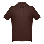 Men's cotton polo shirt in colours, 195 g/m2, THC Adam brown colour