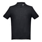 Men's cotton polo shirt in colours, 195 g/m2, THC Adam black colour