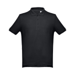 Men's cotton polo shirt in colours, 195 g/m2, THC Adam black colour first view