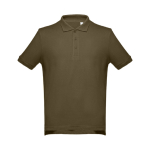 Men's cotton polo shirt in colours, 195 g/m2, THC Adam dark green colour first view