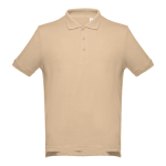 Men's cotton polo shirt in colours, 195 g/m2, THC Adam light brown colour