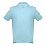 Men's cotton polo shirt in colours, 195 g/m2, THC Adam pastel blue colour