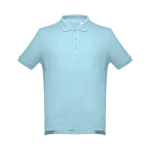 Men's cotton polo shirt in colours, 195 g/m2, THC Adam pastel blue colour first view