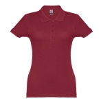 Women's cotton polo shirt in many colours, 195 g/m2 burgundy colour