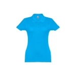 Women's cotton polo shirt in many colours, 195 g/m2 cyan blue colour first view