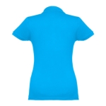 Women's cotton polo shirt in many colours, 195 g/m2 cyan blue colour