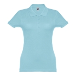 Women's cotton polo shirt in many colours, 195 g/m2 pastel blue colour