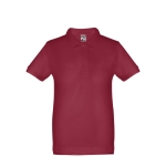 Cotton polo shirt for children, 195 g/m2, THC Adam Kids burgundy colour