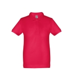 Cotton polo shirt for children, 195 g/m2, THC Adam Kids red colour