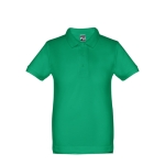 Cotton polo shirt for children, 195 g/m2, THC Adam Kids green colour