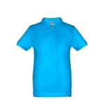 Cotton polo shirt for children, 195 g/m2, THC Adam Kids cyan blue colour