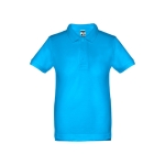 Cotton polo shirt for children, 195 g/m2, THC Adam Kids cyan blue colour first view