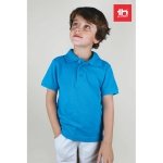 Cotton polo shirt for children, 195 g/m2, THC Adam Kids cyan blue colour second view