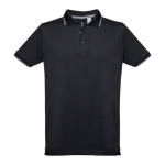 Slim-fit cotton polo shirt, 210 g/m2, THC Rome black colour