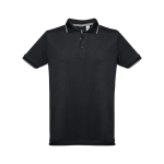 Slim-fit cotton polo shirt, 210 g/m2, THC Rome black colour first view