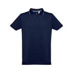 Slim-fit cotton polo shirt, 210 g/m2, THC Rome blue colour first view