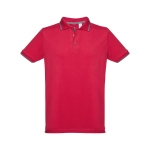 Slim-fit cotton polo shirt, 210 g/m2, THC Rome red colour first view