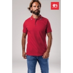 Slim-fit cotton polo shirt, 210 g/m2, THC Rome red colour