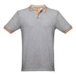 Slim-fit cotton polo shirt, 210 g/m2, THC Rome grey colour