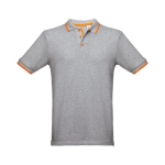 Slim-fit cotton polo shirt, 210 g/m2, THC Rome grey colour first view